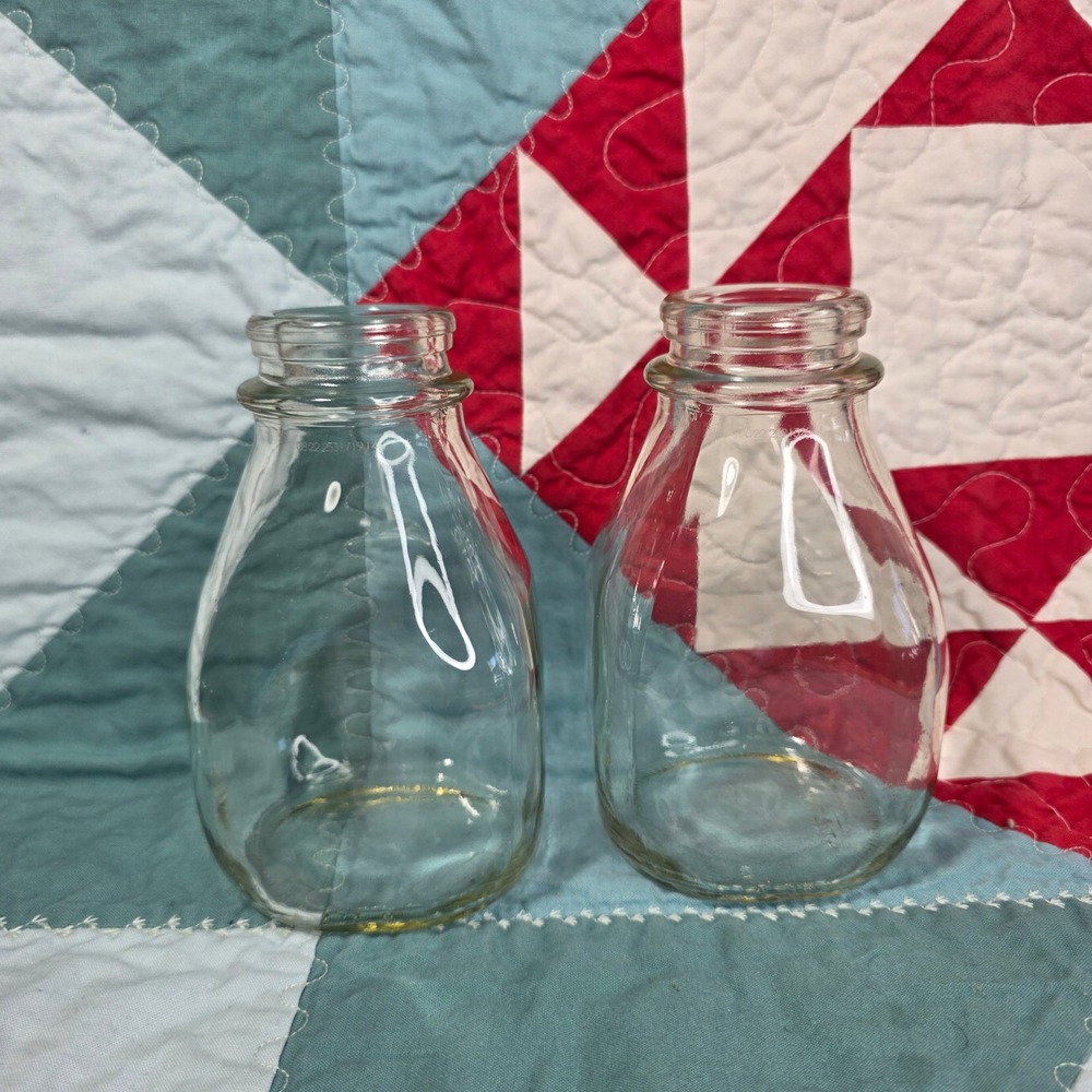 Stanpac Clear Glass Milk Bottles 473ml Set of 2 Farmhouse Decor Bud Vase